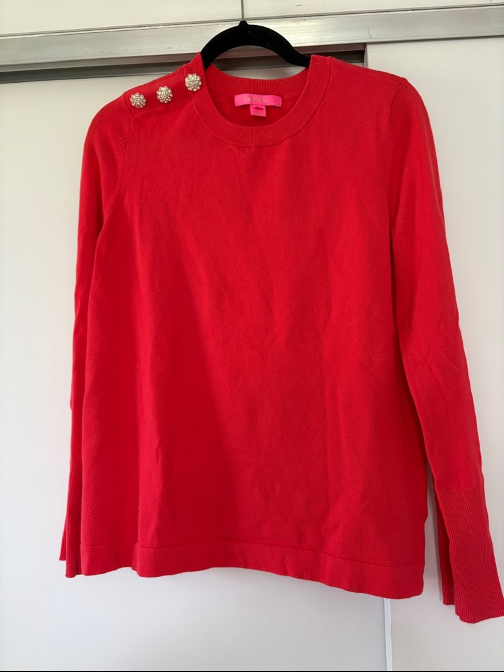 Lilly Pulitzer Red Morgen Sweater with jewels size medium EUC